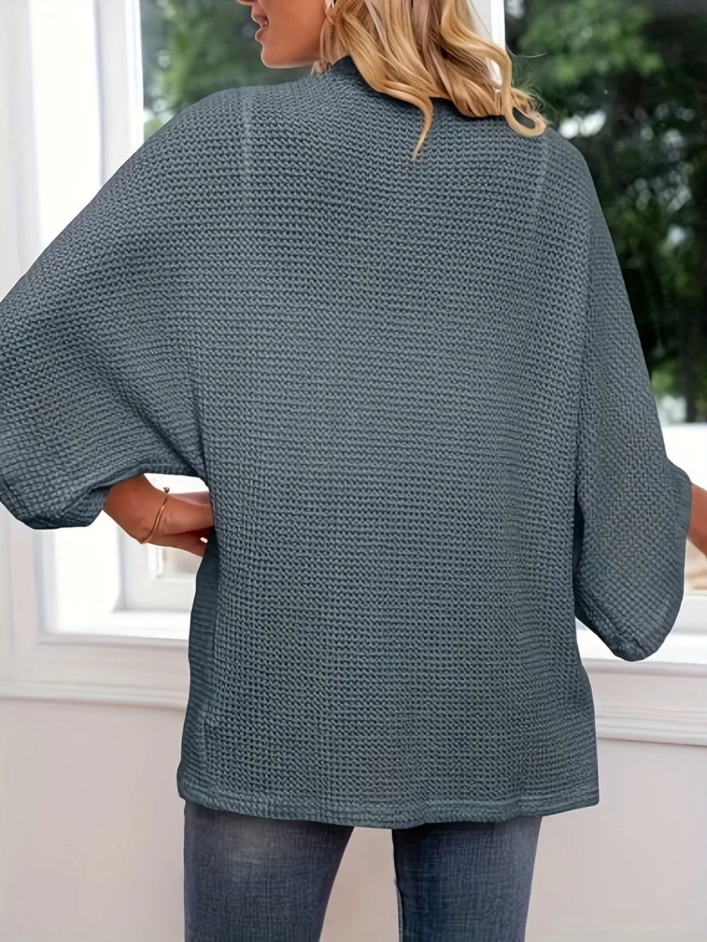 Waffle Knit Plus Size Cardigan