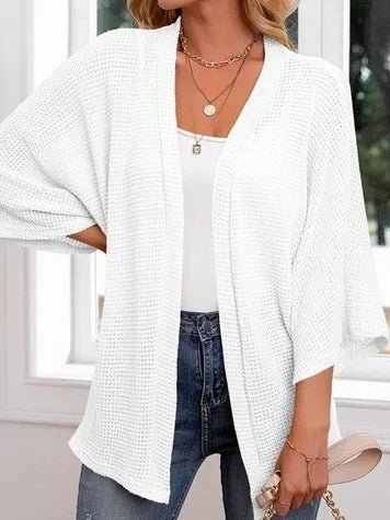 Waffle Knit Plus Size Cardigan