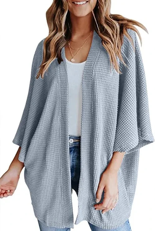 Waffle Knit Plus Size Cardigan