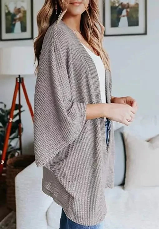 Waffle Knit Plus Size Cardigan